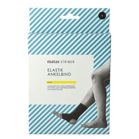 Matas Striber Elastik Ankelbind Sort 18-22 cm, Medicin & Pleje, Støttebind, Ankelstøtte