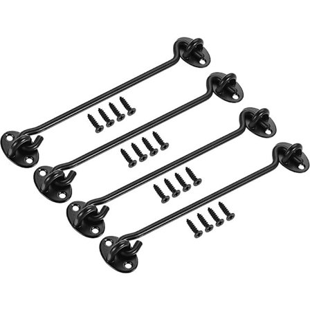 4 stk. 8 tommer sorte lufthager med fortykkede skruer i rustfrit stål til vinduer, køkken, toilet