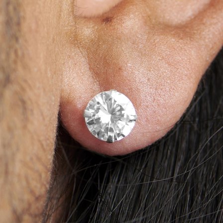 Ronde 8 mm Zirkonia Oorbel voor mannen - Stud Oorbellen