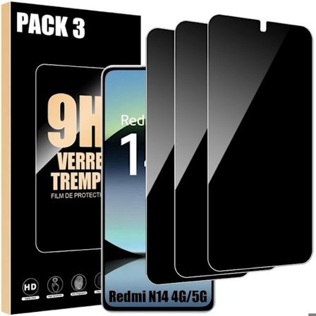 Skärmskydd - E.F.Connection - för Xiaomi Redmi Note 14 - Härdat glas - Anti-spion - 3 stycken