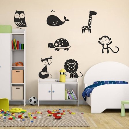 7 djur vinyl vägg klistermärken