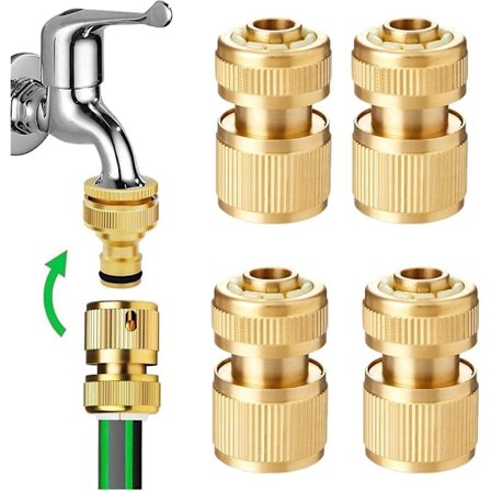 4 stk. 1/2 tommers hageslange hurtigkobling, messing hurtigslangekobling, for kjøkkenhage utendørs slangeverktøy