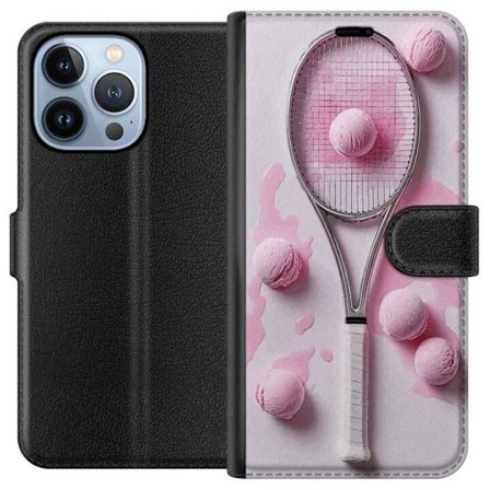 Kompatibel Tegnebogsetui til Apple Apple iPhone 13 Pro Rosa glaskugler og tennisketsjer i et kreativt stillbillede med legende popfølelse og moderne