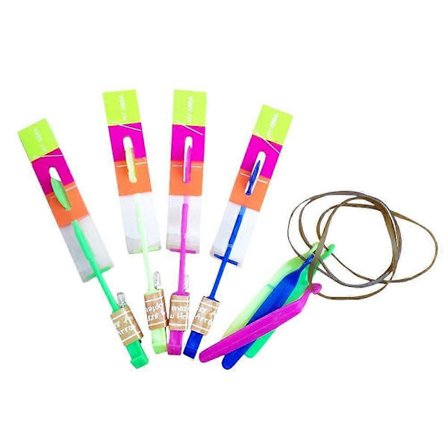 5 stk. Fantastisk LED-lys Pil-Rakett Helikopter Flygende Leke Fest Moro Gave Elastisk