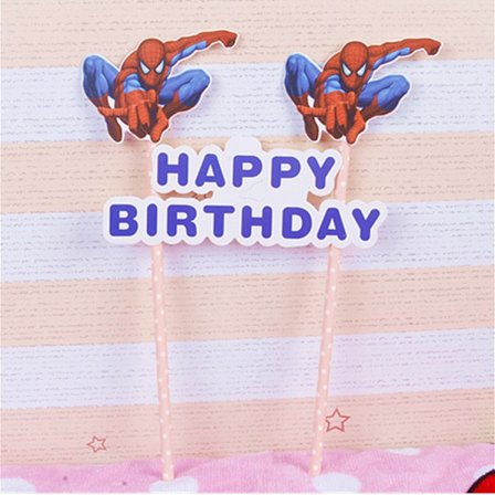 Spider-Man tema bursdagsfest dekorasjonstilbehør gutter gave Spider-Man kakeinnlegg flagg 2 stk