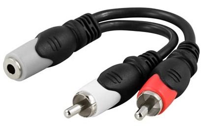 Deltaco Audioadapter - RCA (hann) til ministereojakk (hunn) - 10 cm