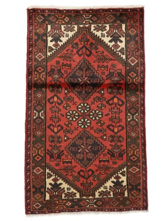 Tappeto Hamadan 75X127 Nero/Rosso Scuro (Lana, Persia)