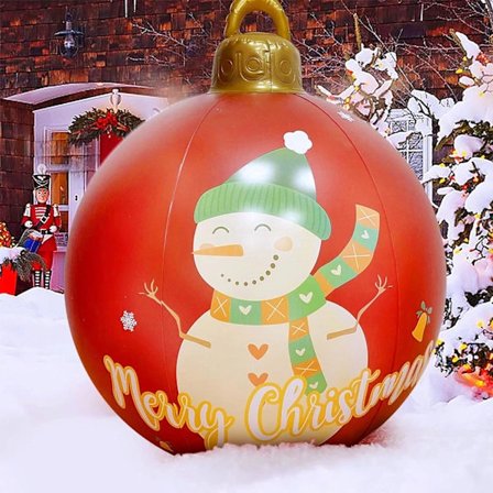 /EA/24-tums PVC-upplyst uppblåsbar julkula med markspett