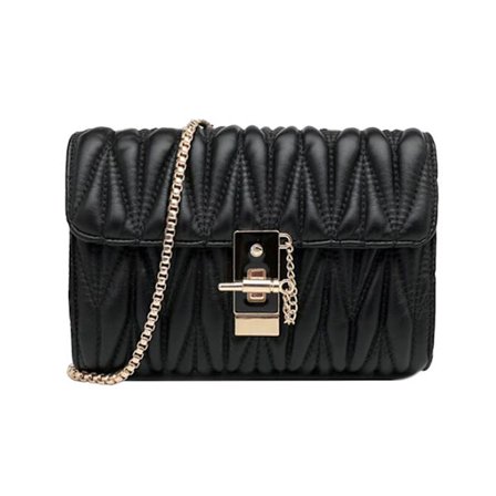 Dame taske i beige PU-læder med kæderem