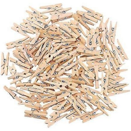 100 Stycken Mini Trä Klädnypor Fotoklämmor Färgade Hantverk, Natur