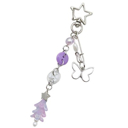 Iøjnefaldende nøglering med perler, stilfuld stjerne, træ, sommerfugl, kærlighedshjerte, farverig nøglering, tilbehør til voksne