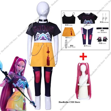 Huntrix K-Pop Dæmonjægere Mira Zoey Rumi Cosplay Kostume Paryk Børn Pigeuniformer Rollespil til Fest Halloween Karneval Udklædning