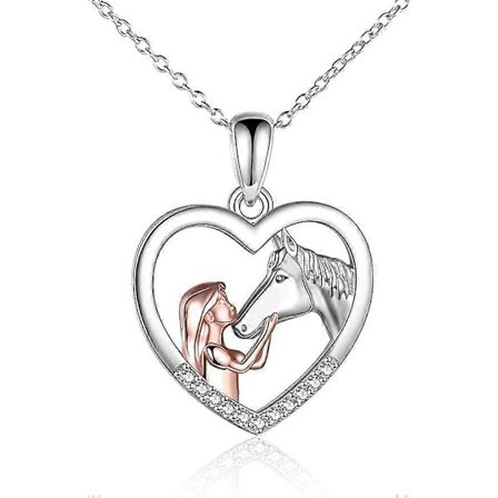 Hesteanheng Halskjede Sterling Sølv Jenter med Hest Gave Til Kvinner Jenter