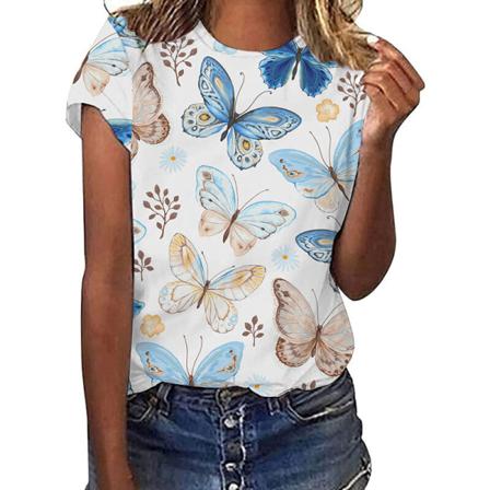 Kortärmade Kvinnor T-shirts Med Rund Hals
