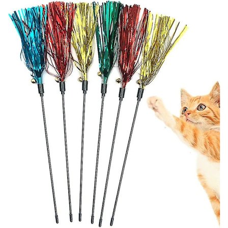 6 st interaktiva kattretpinnar med ljud tofsar och klockor för katter och kattungar