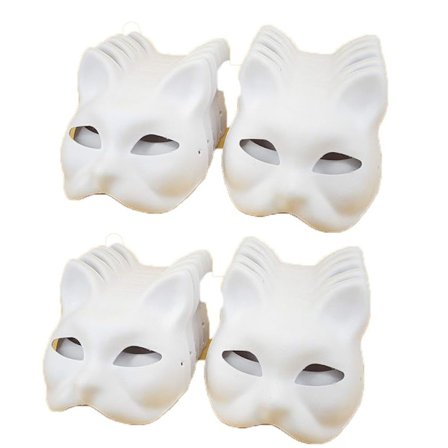 20 stk. Katte Masker Therian Masker Lavet af Hvidt Papir til DIY Maling