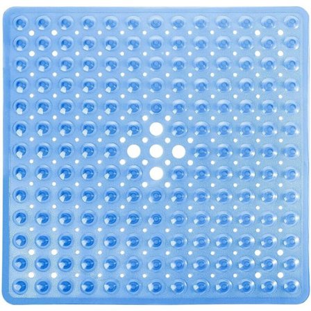 hower Non-Slip Bathtub Mat, 21 x 21 Inch, Soft Square Bath Mat for Bathtub with Suction Cups and Drain Holes, Bathroom, Bathroom Accessories, Blue