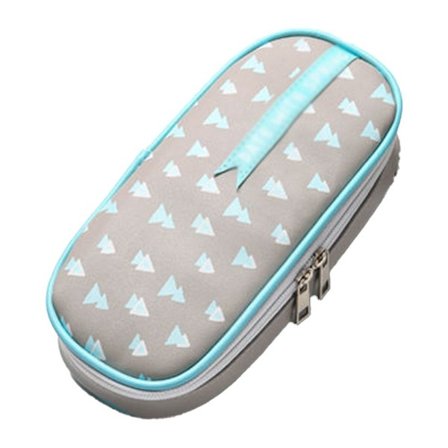 Stor kapacitet penneetui dobbelt lynlås pennelomme grå KLB