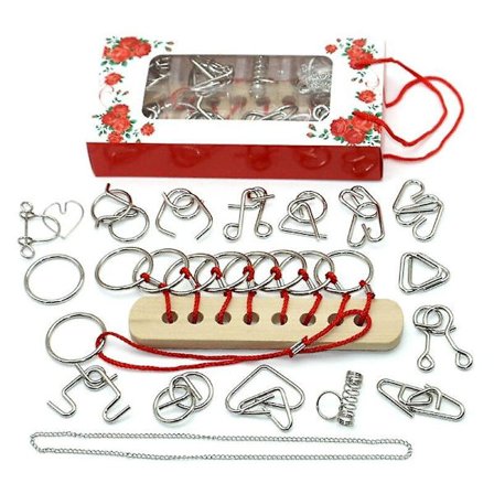 Hjärngympa Metallringspussel 16 Delars Set, Lås Upp IQ-test, Utmaningsleksak, Montera Och Lös