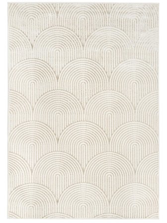Geometrisk Art Deco Matta - Vit/Ljusbeige 160X230 I Modern Stil