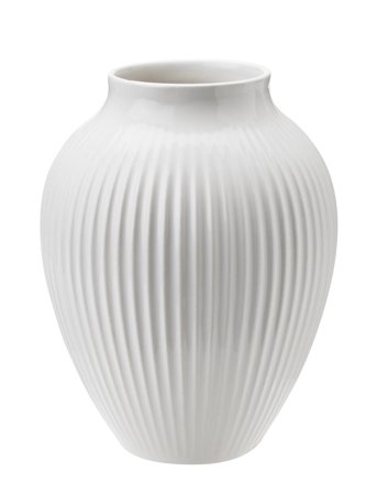 Knabstrup Keramik Knabstrup Vase, Riller - White - H12.5CM