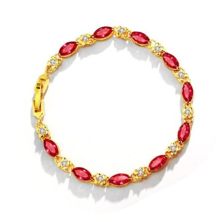 24k gullbelagt armbånd med edelstener Red one size