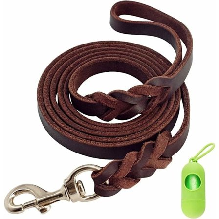 Lærkobbel for hund, sterkt kobbel for store/middelsstore hunder, håndlaget flettet hundekobbel, sikkerhetsrepsbelte hundekobbel (7ft)-FA3-