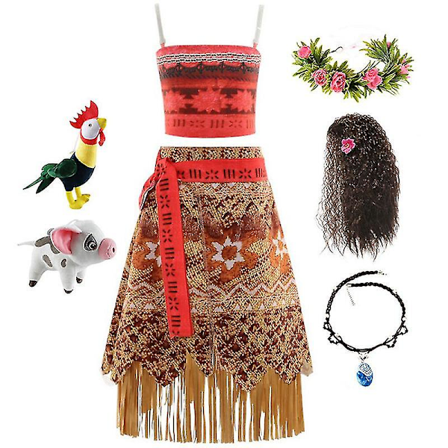 Moana Kjole Cosplay Kostyme Oceania Jenter Hula Skjørt Kostyme Lek Topp Skjørt krans