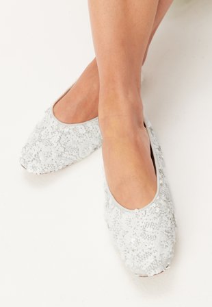 Bubbleroom - Sequin Ballerina - White - Skor