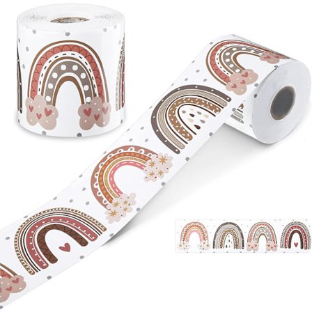 Regnbågskrittavle Kant Rak Regnbågskant med Prickar och Hjärtformad Dekoration (65ft)