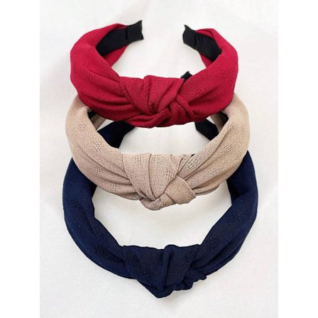 Pack 3 Diadem med knyted tyg C:a 39 cm. omkreta