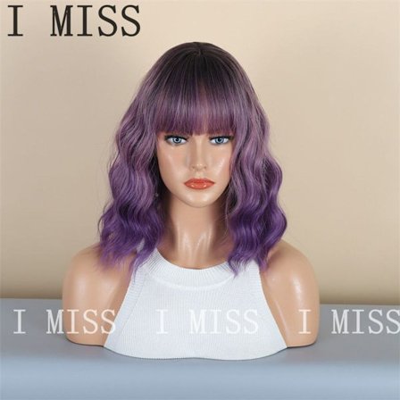 Kort bob peruk med lugg naturlig ombre