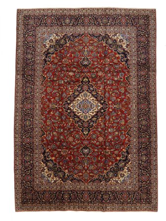 Noué À La Main Kashan Tapis 249X339 De Laine Marron/Noir Grand