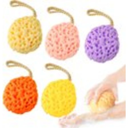 ING Femdelat badsvampset, badsvamp för kroppen, exfolierande badsvamp, honungskaksbadsvamp (flerfärgad)