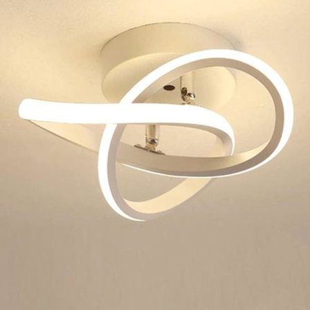 LED-loftlampe i moderne personlighedsringdesign, loftslampe til stue, soveværelse, sort og hvidt varmt lys, 22W (hvid)