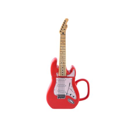 Keramisk Guitar Krus – 350 ml Kapacitet, Rød Elektrisk Guitar Kaffekop, 8,2x9,5 cm – Perfekt til Musikelskere & Guitar-entusiaster