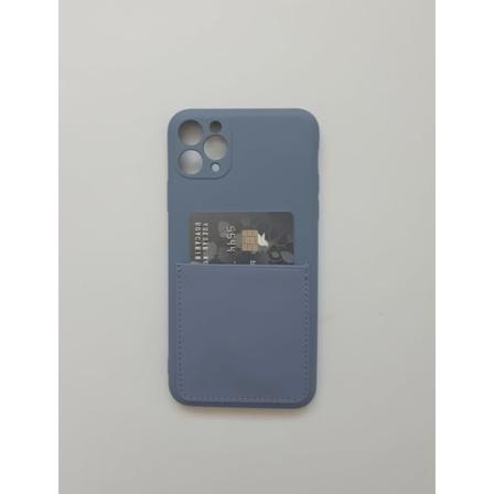 Grå Silikon Mobilskal Med Korthållare Till Iphone 11pro Blå