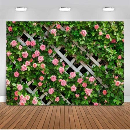 7x5FT Blomster Bakgrunn for Fotografering Vår Blomster Foto Bakgrunn Grønt Blad Gjer Bakgrunner Bursdagsfest Dekorasjon