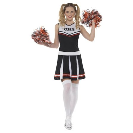 Smiffys Dam/Dam Cheerleader Kostymset XS Svart/Vit