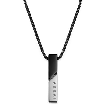 Rico Black & Silver-tone Pendant Necklace for Men - Steel necklaces
