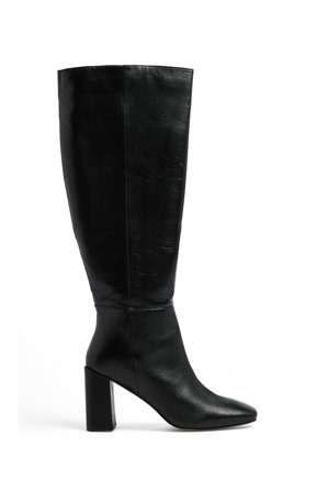 NA-KD Shoes - Knehøye boots i skinn - Boots - Svart - EU 38