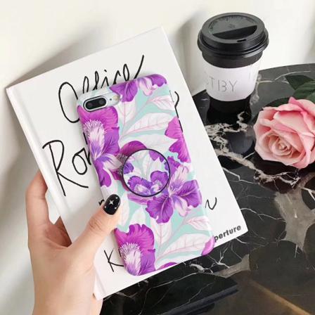 Modeskal Med Ringhållare Till Iphone Xr I Violettgröna Blommor