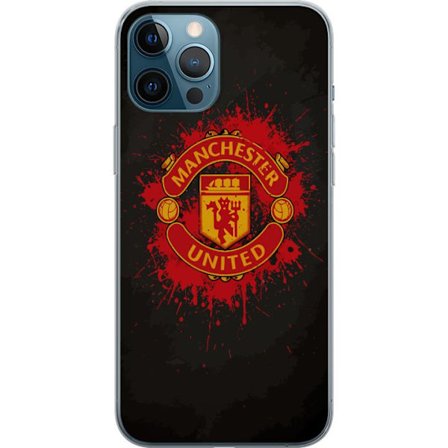 Kompatibelt Mobildeksel til Apple Apple iPhone 12 Pro Max Manchester United logo i rød og gul farge med røff sportslig bakgrunn