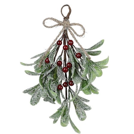 Falsk Misteltein Dekorativ Ornament Bukett Solid Rød/hvit 23cm Pålitelige Julefestdekorasjoner
