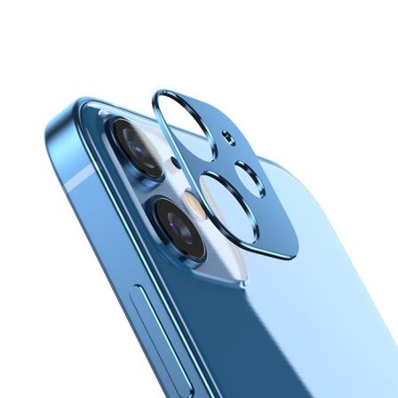 Aluminiumslegeringsramme Kameralinsebeskytter iPhone 12 Mini Mörkblå