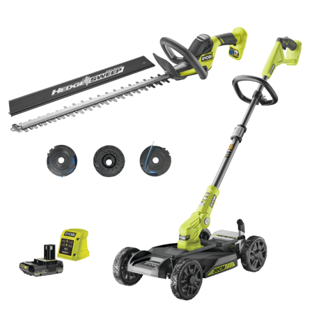 Ryobi RY18LMC30A+RY18HT55A+RAC125 Trädgårdspaket, Trädgårdsmaskiner