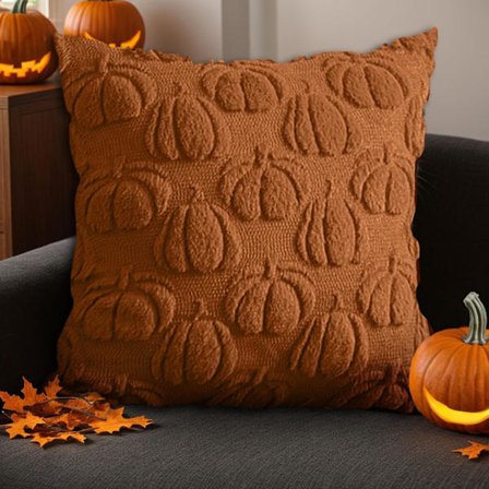 2-pak græskarkuddebetræk 45x45 cm. Bløde efterårs- og halloweenpynt til sofa, seng og bil.—jarx