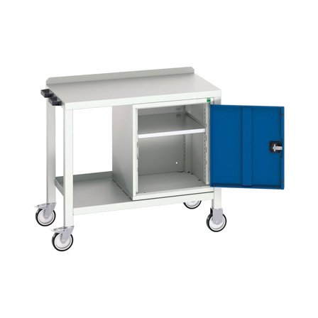 Mobile workbench with cupboard BOTT , 250 kg load, 1000x600x910 mm, steel