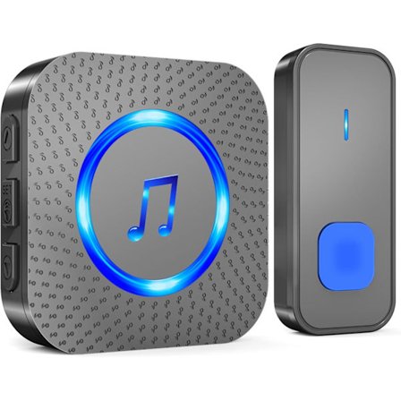 Trådløs vandtæt dørklokke, elektrisk dørklokkesæt til stikkontakt med 55 melodier og 5 lydstyrker at vælge imellem