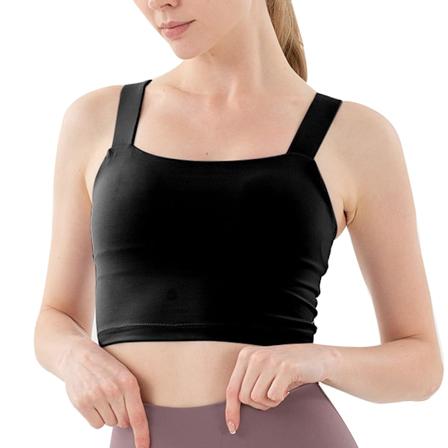Stelle Sportbehå för kvinnor, lång, trådlös, vadderad, crop top, medium stöd för yoga, träning, fitness (Polar Night Black, L)